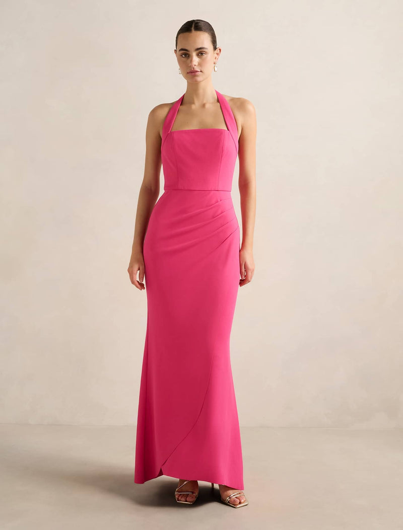 halter wrap maxi dress Erika Pea LOLA BOHEMIAN HALTER MAXI DRESS Black / O/S