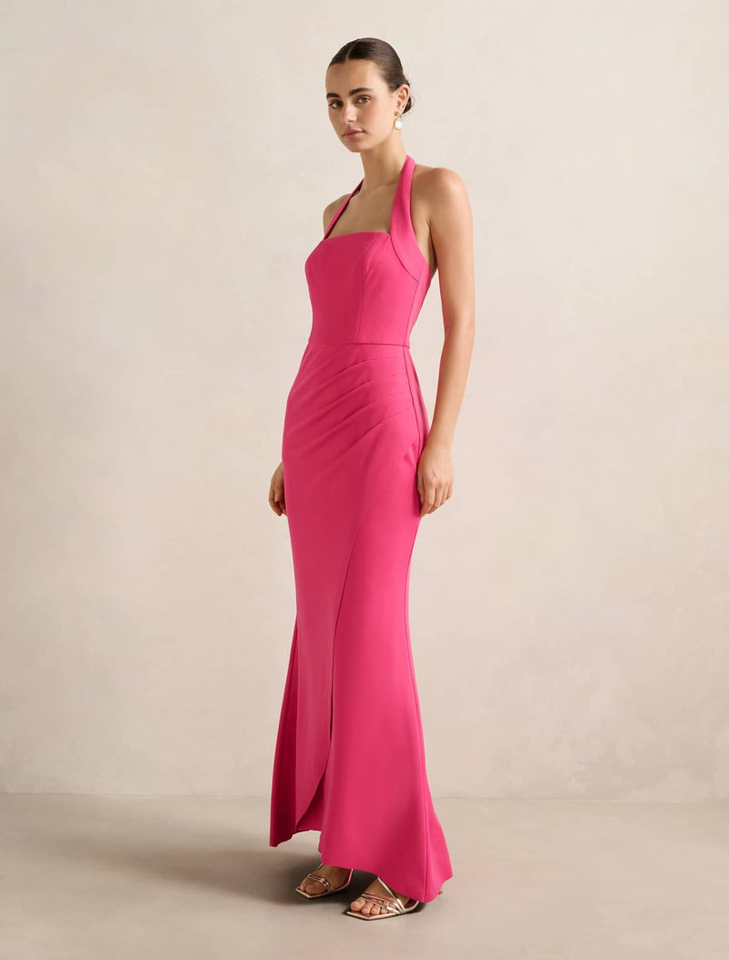 Willow Halter Wrap Maxi Dress Fuchsia | Forever New Willow Halter Wrap Maxi Dress Fuchsia | Forever New