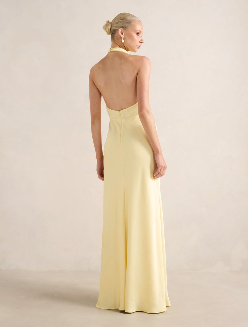 Becca Cowl Halter Satin Dress Forever New