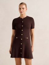 Mallory Knitted Mini Dress Chocolate Forever New