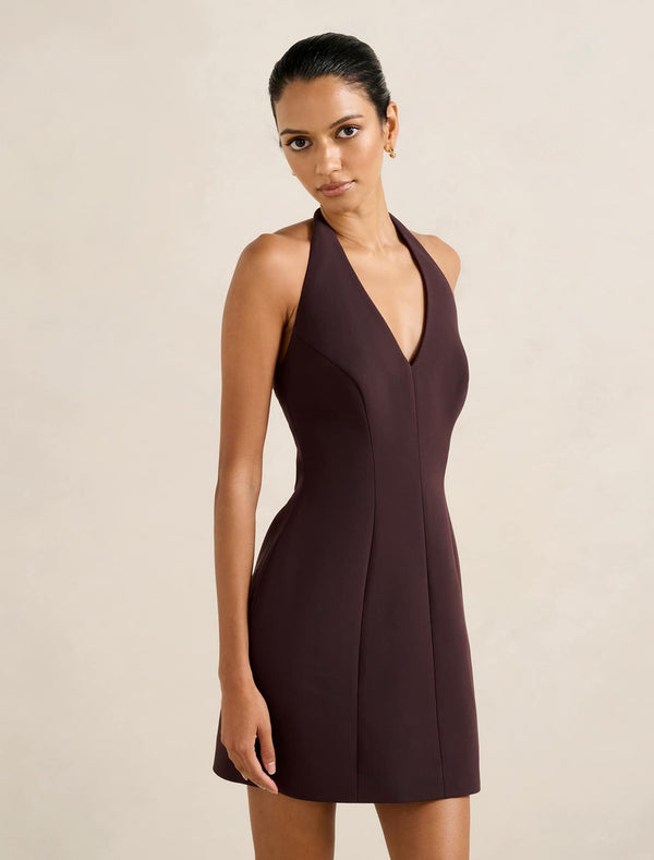 Riley Petite Structured Halter Mini Dress Forever New