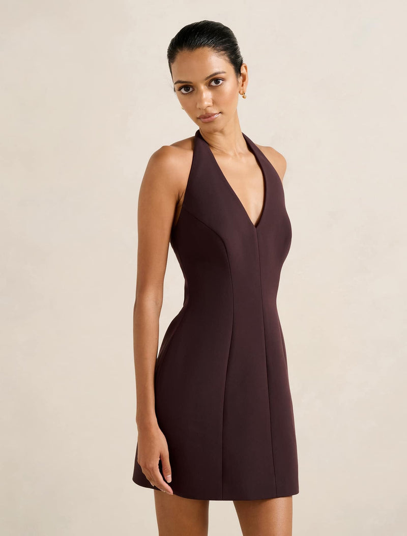 Riley Petite Structured Halter Mini Dress Forever New