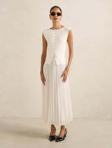 Lelani Petite Pleat Hem Midi Dress Cream Forever New
