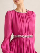 Elvia Metallic Belted Maxi Dress Forever New