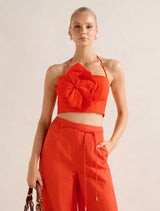 Myla Flower Detail Top Spicy Orange Co-ord Forever New