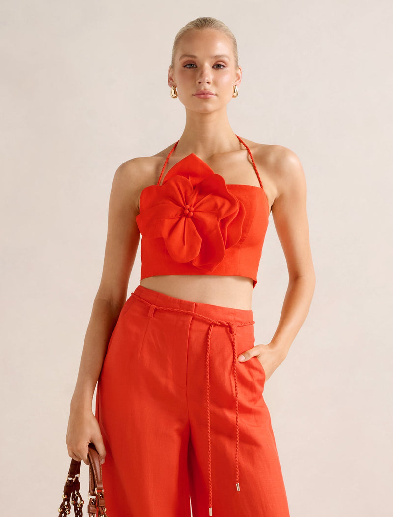 Myla Flower Detail Top Spicy Orange Co-ord Forever New