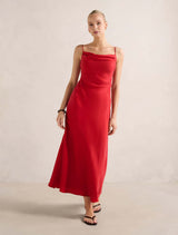 Zoe Cupro Midi Dress Equestrian Red Forever New