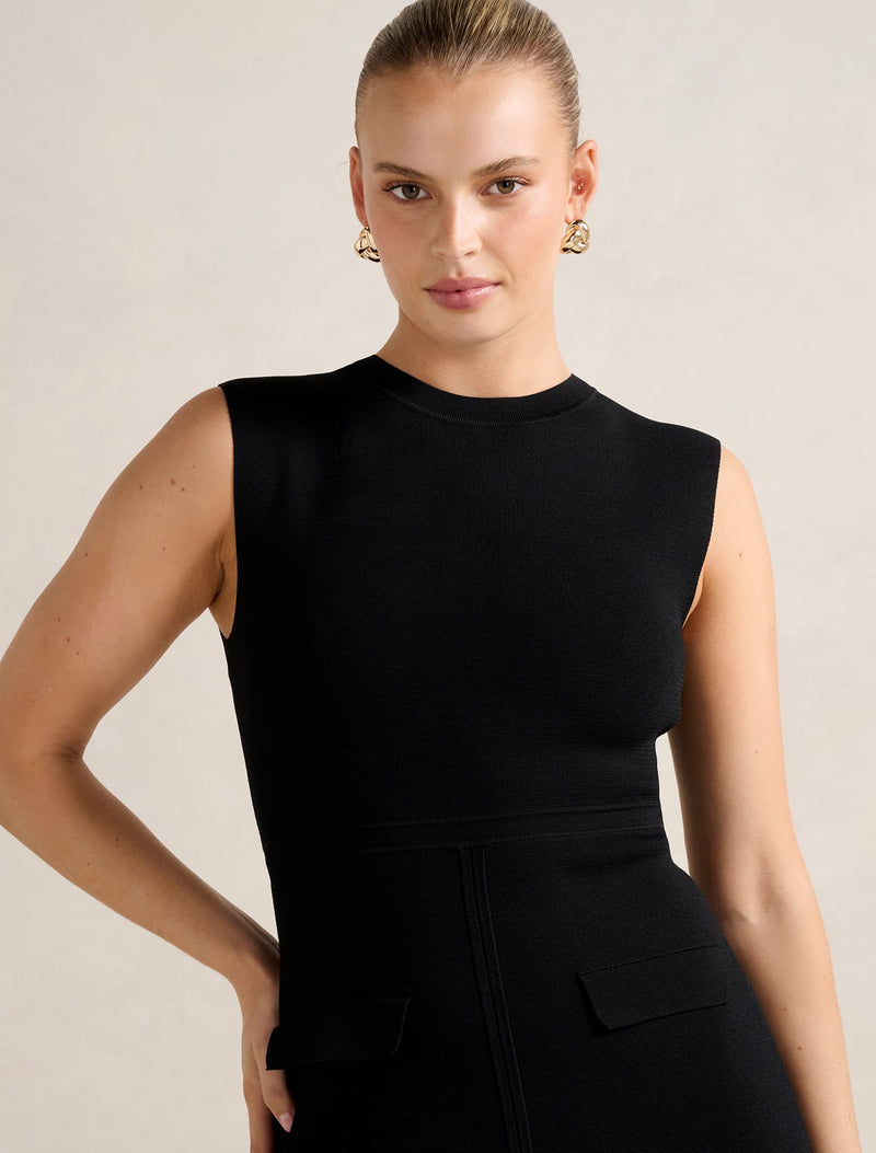 Chloe Extended Shoulder Knit Midi Dress Forever New