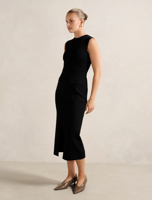 Chloe Extended Shoulder Knit Midi Dress Forever New