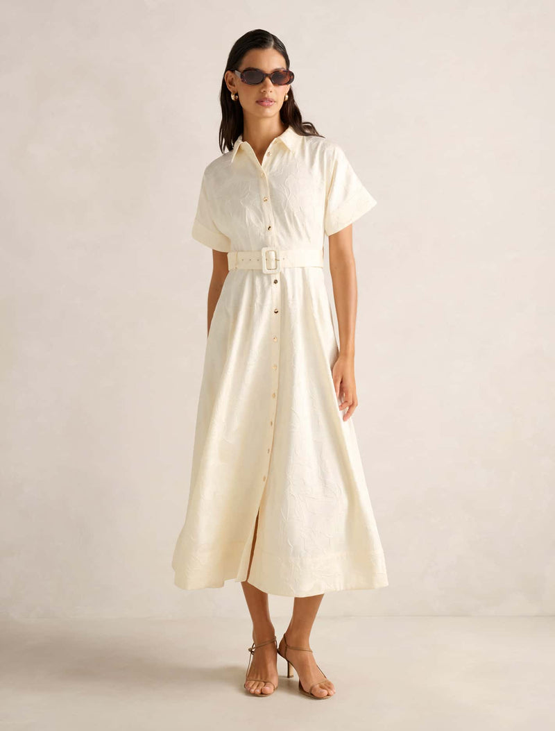 Judith Jacquard Shirt Dress Cream | Forever New