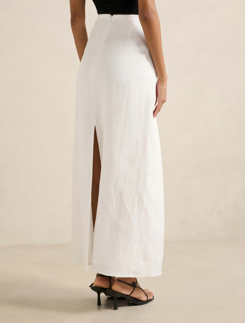 Maggie Petite Linen Column Maxi Skirt Forever New