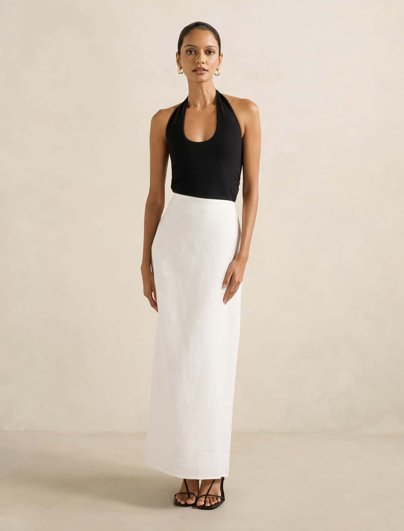 Maggie Petite Linen Column Maxi Skirt Forever New