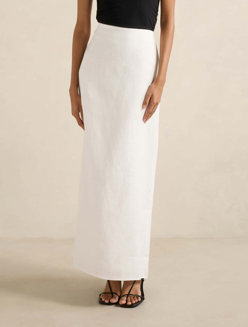 Maggie Petite Linen Column Maxi Skirt Porcelain Forever New