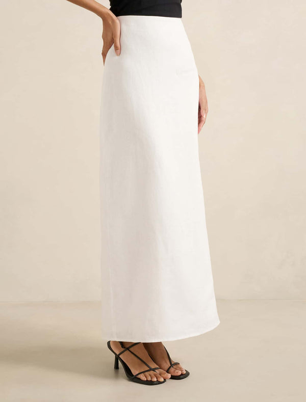 Maggie Petite Linen Column Maxi Skirt Forever New