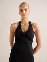 Tia Stretch Cotton Halter Midi Dress Forever New