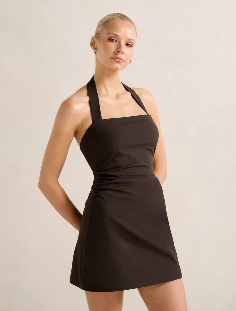 Imogen Stretch Cotton Halter Mini Dress Forever New