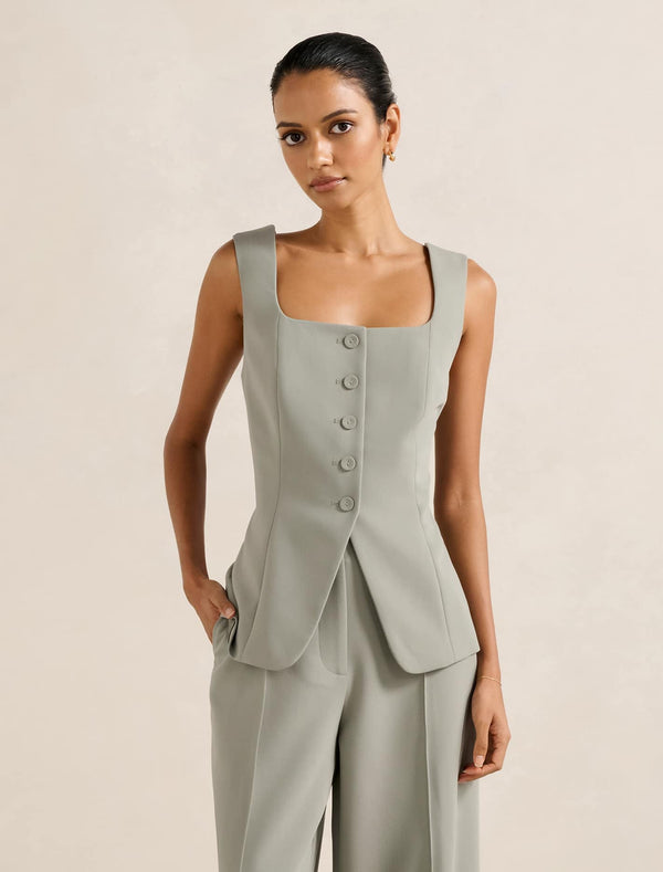 Haisley Petite Square Neck Waistcoat Shadow Suit Forever New