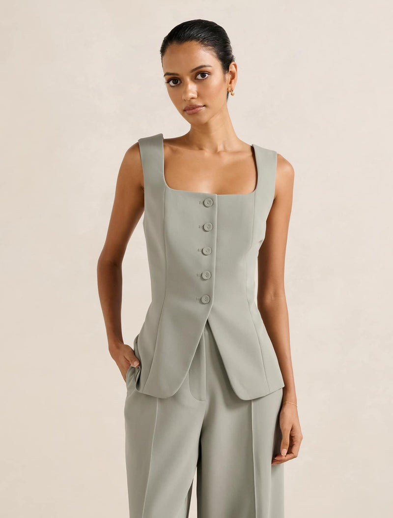 Haisley Petite Square Neck Waistcoat Shadow Suit Forever New