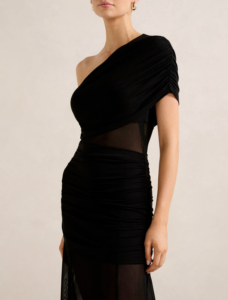 Harley Asym Jersey Cut Out Dress Black | Forever New Harley Asym Jersey Cut Out Dress Black | Forever New