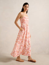 Matisse Ruched Strapless Linen Midi Dress Forever New