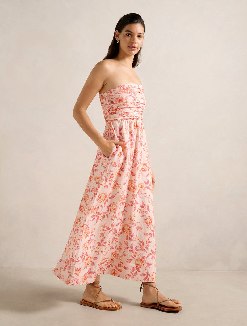 Matisse Strapless Linen Midi Dress Montebello | Forever New Matisse Strapless Linen Midi Dress Montebello | Forever New