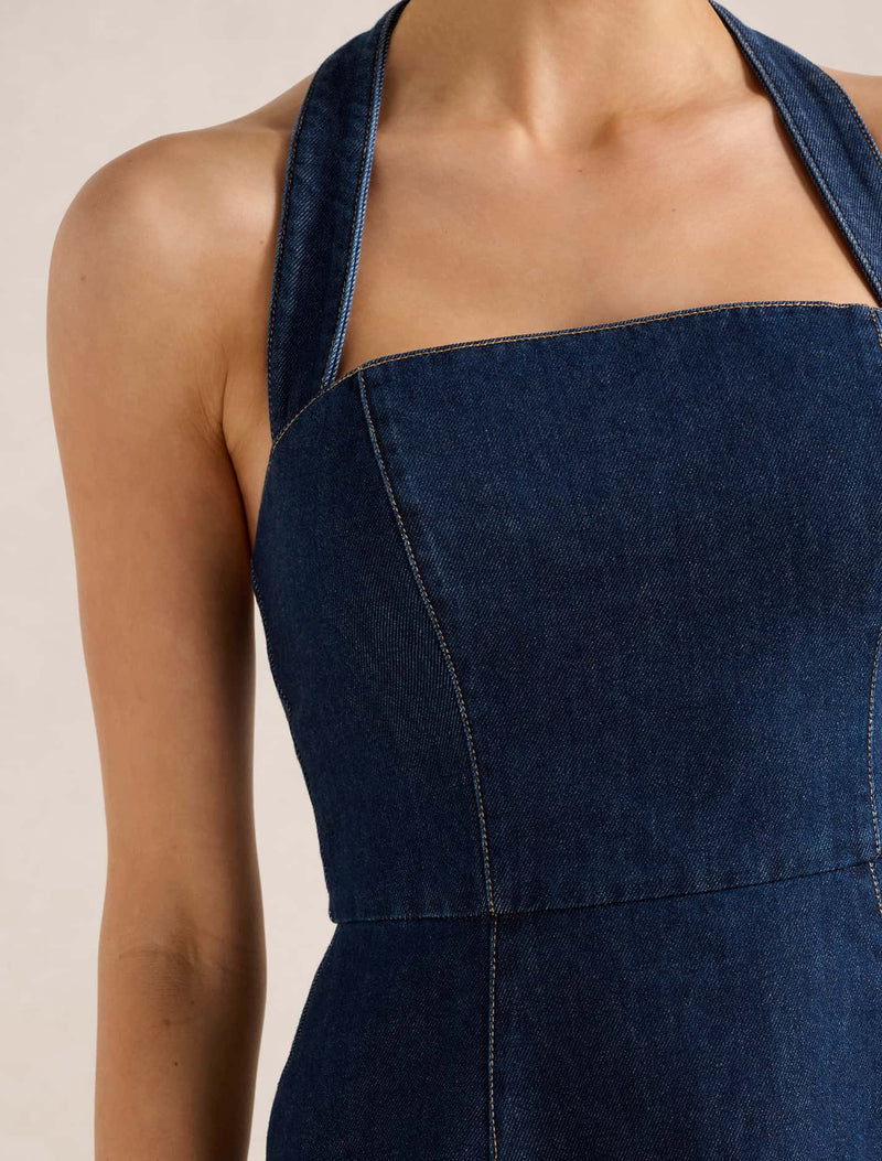 Ava Denim Halter Mini Dress Forever New