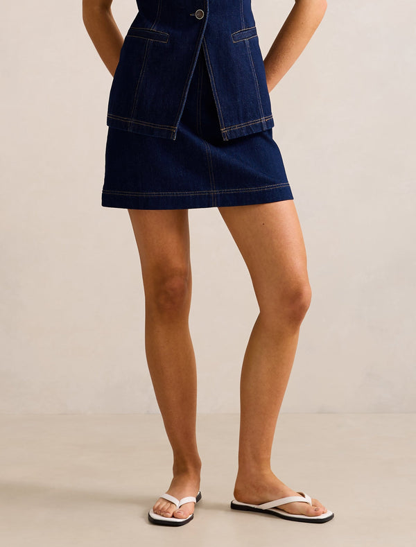 Cassie Denim Skirt Dark Wash Co-ord Forever New