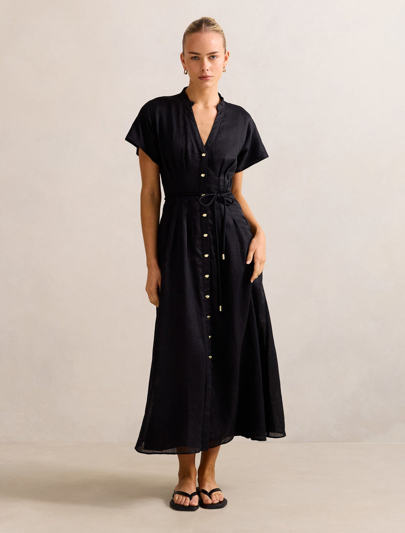 Jemma Shirt Midi Dress Black Forever New