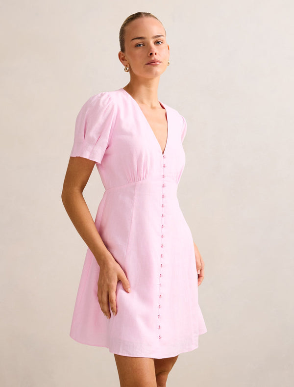 Saffron Linen Mini Dress Forever New