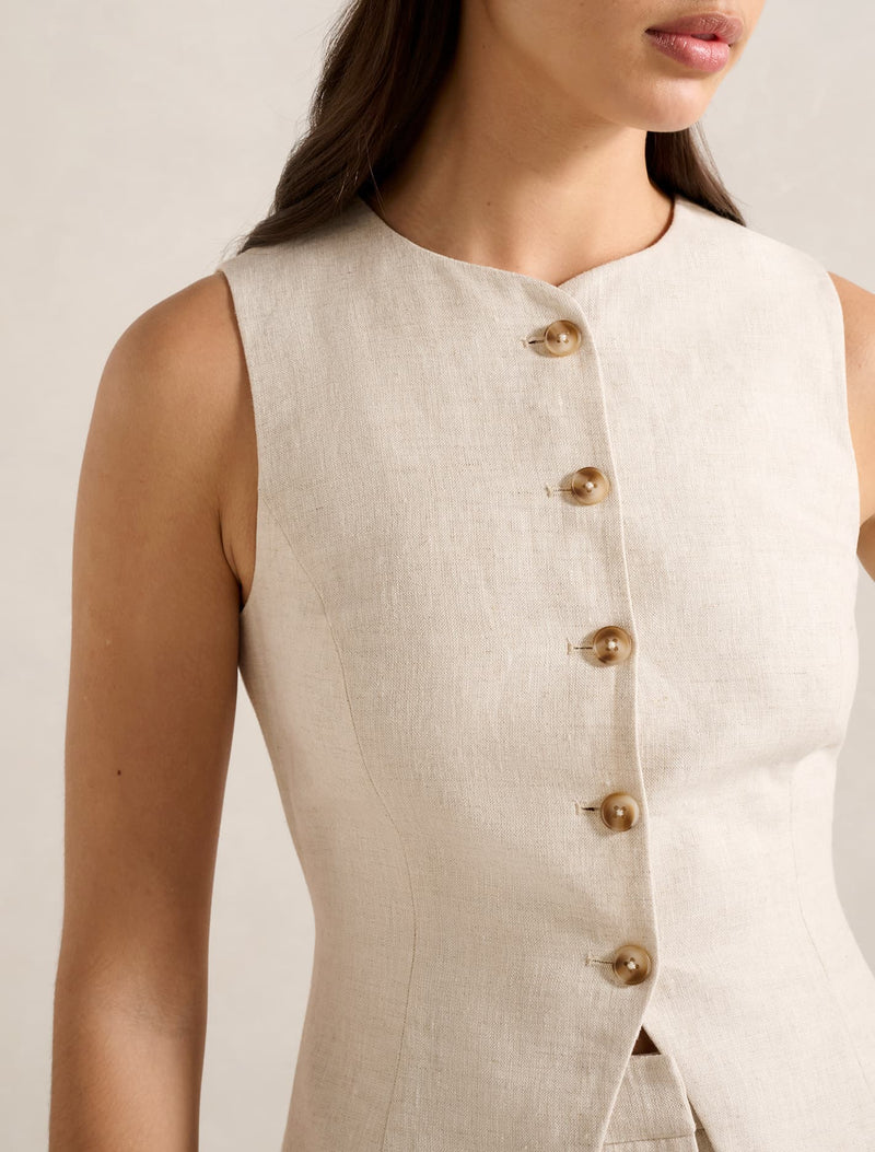 Carla Linen Waistcoat Forever New