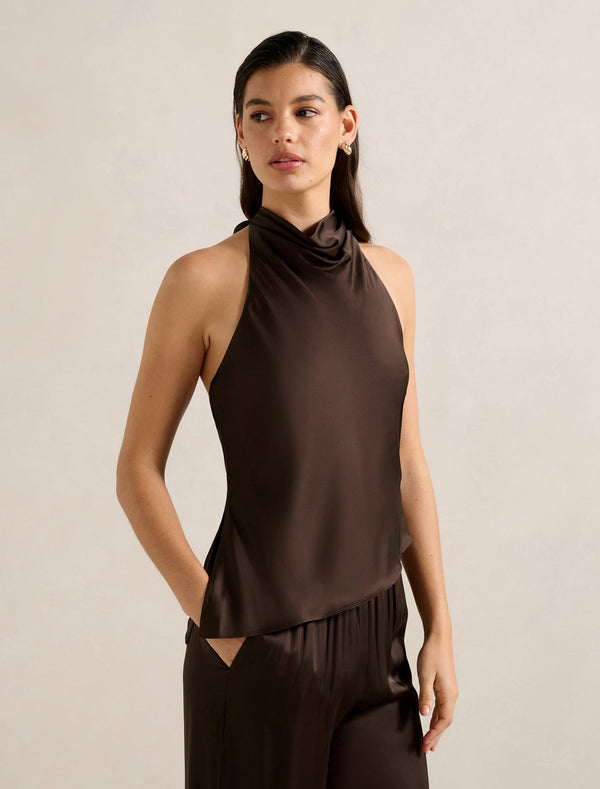 Skyler Halter Satin Top Forever New