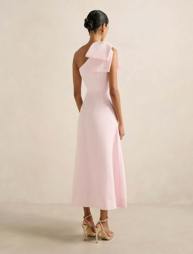 Danni Asym Petite Bow Midi Dress Forever New