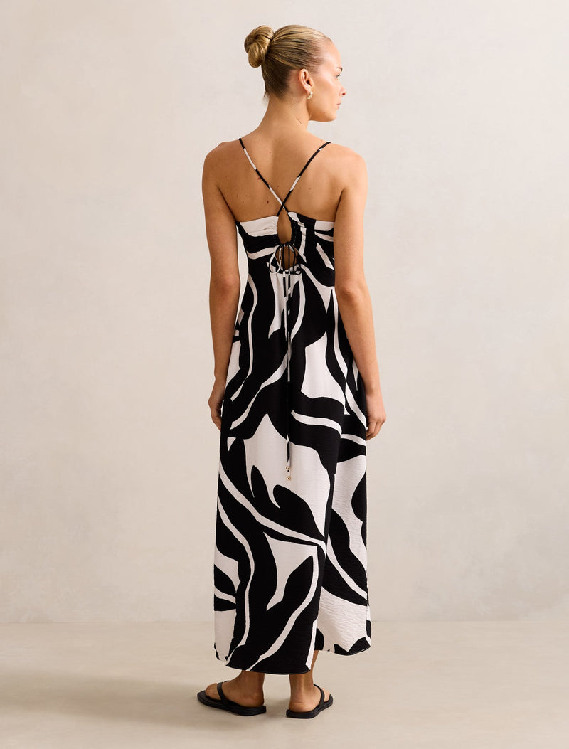 Anella Textured Tie Back Maxi Dress Forever New