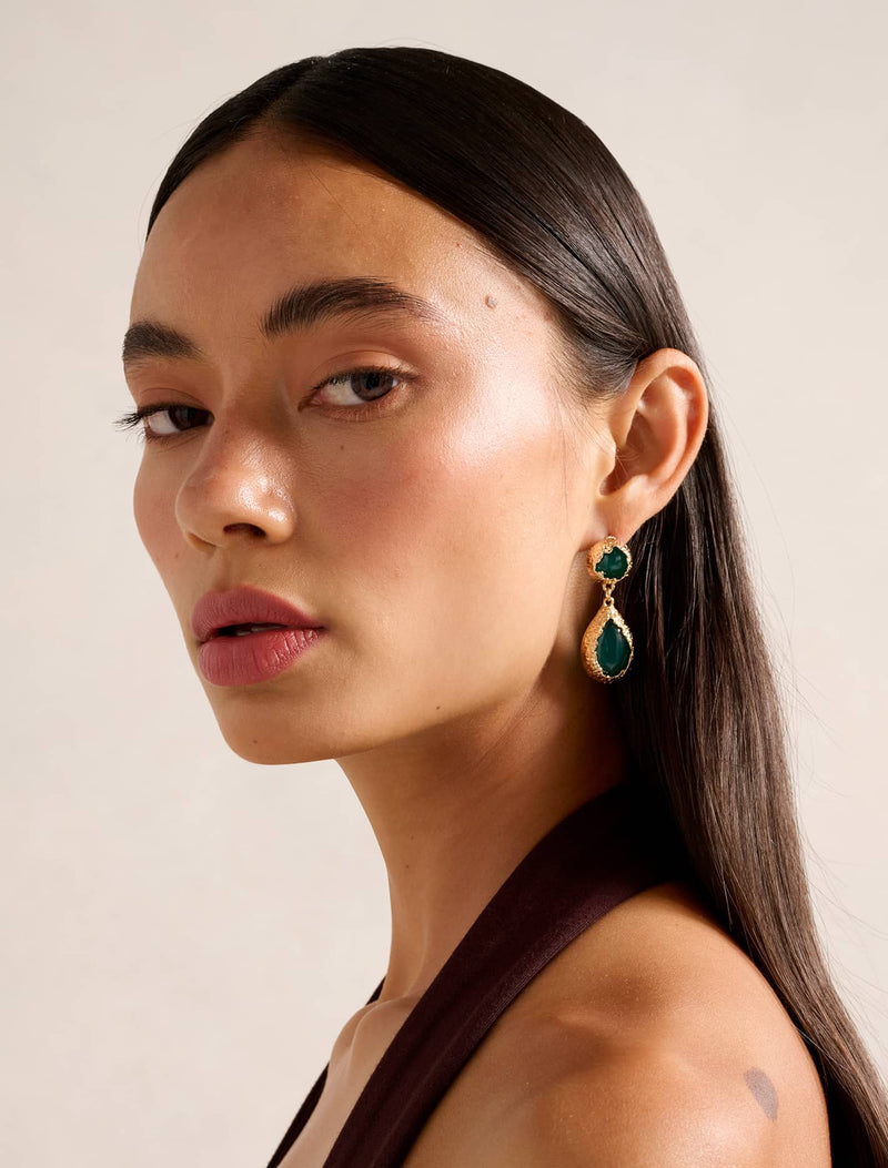 Signature Tessa Teardrop Earrings 0 Gold Green Forever New