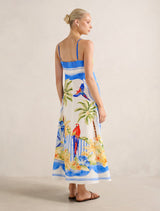 Bianca Printed Linen Midi Dress