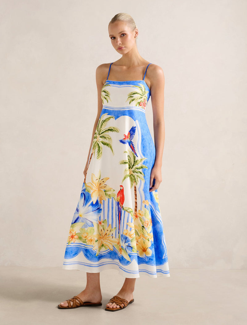 Bianca Printed Linen Midi Dress Forever New