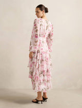 Nicky Long Sleeve Tiered Midi Dress Forever New