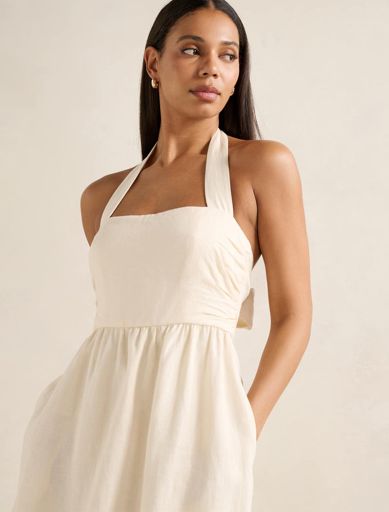 Tilda Halter Linen Midi Dress Forever New