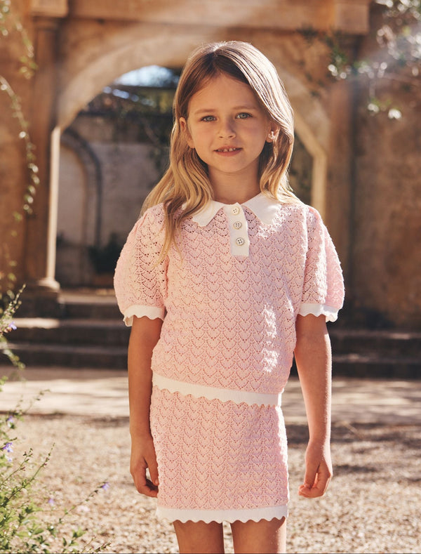 Connie Girls Scallop Knit Top Forever New