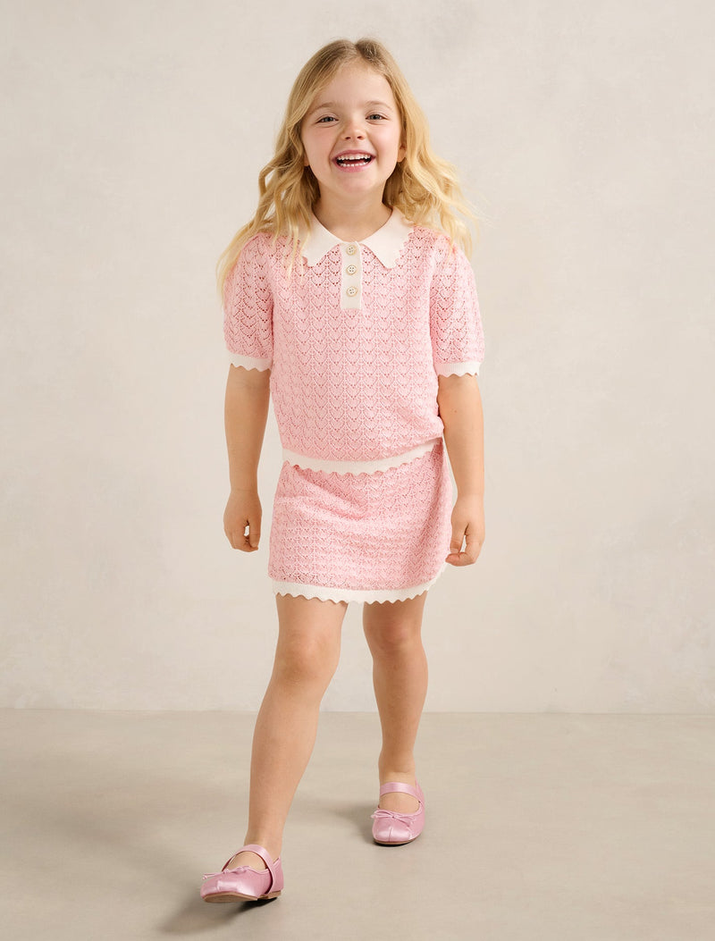 Connie Girls Scallop Knit Top Forever New