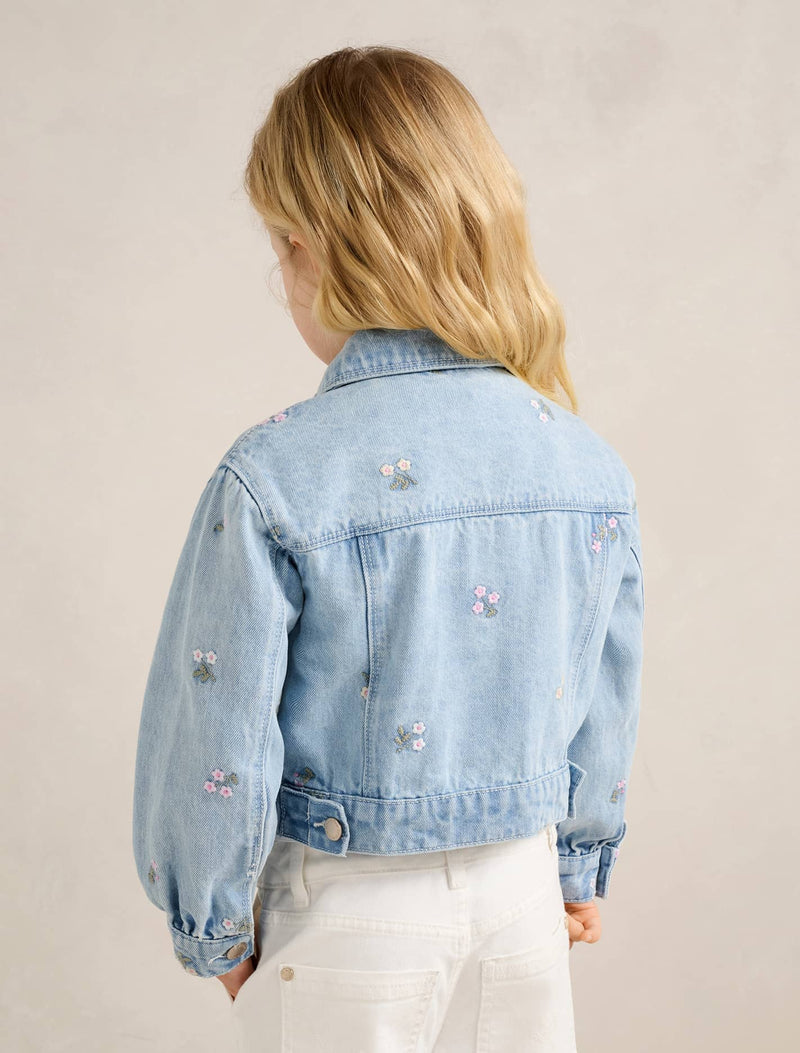 Kristen Girls Denim Emb Crop Jacket Forever New
