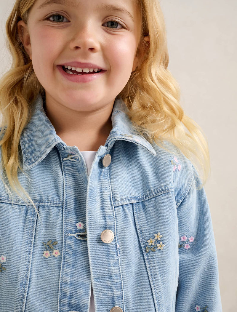 Kristen Girls Denim Emb Crop Jacket Forever New