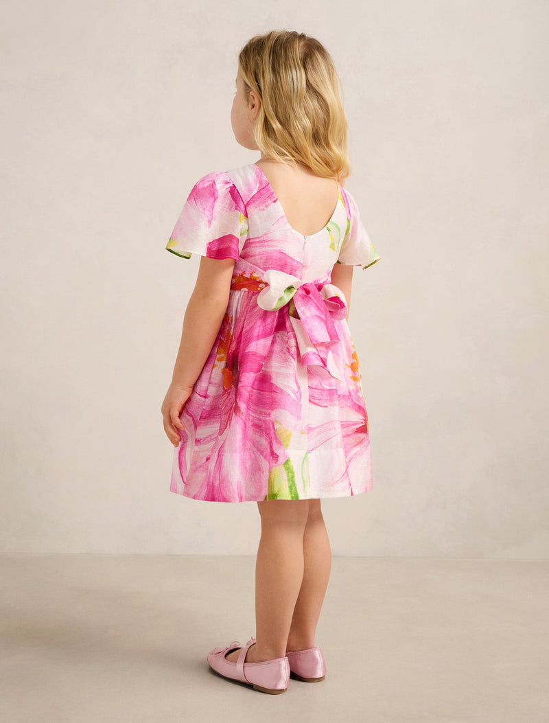 Chloe Girls Flutter Print Bow Dress Forever New