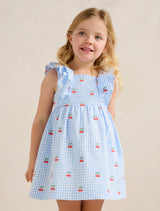 Brianna Girls Shirred Emb Dress