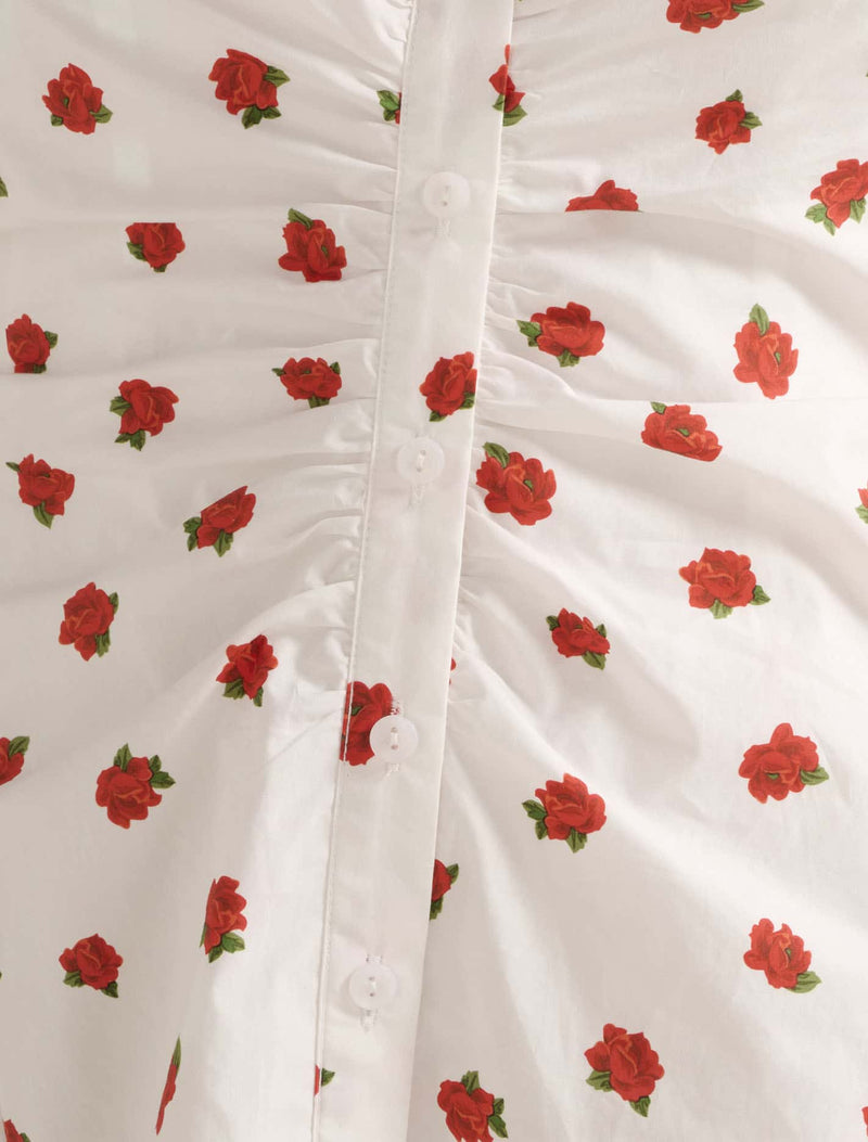 Mallory Gathered Cotton Mini Dress