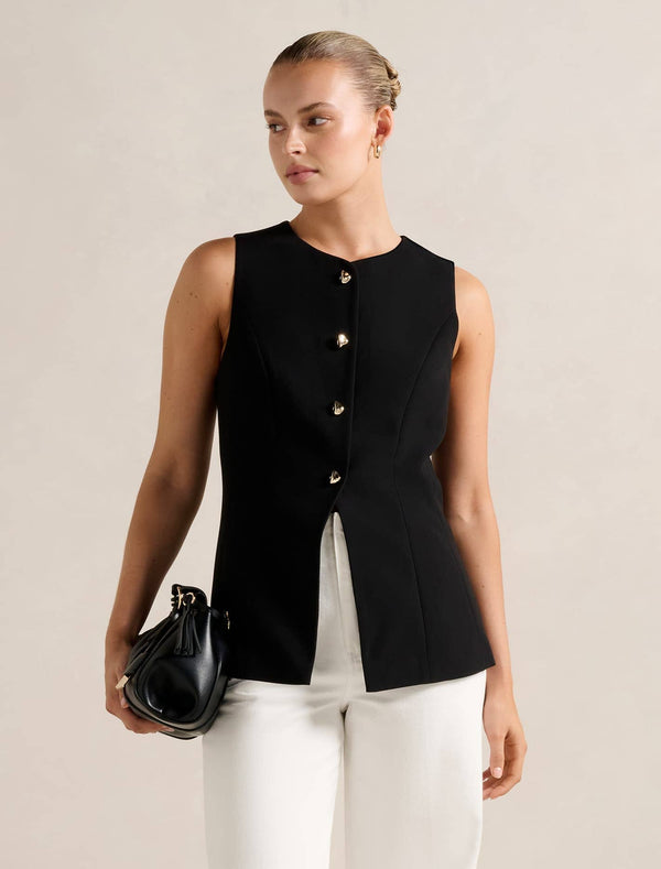 Ally Long Waistcoat Black Forever New