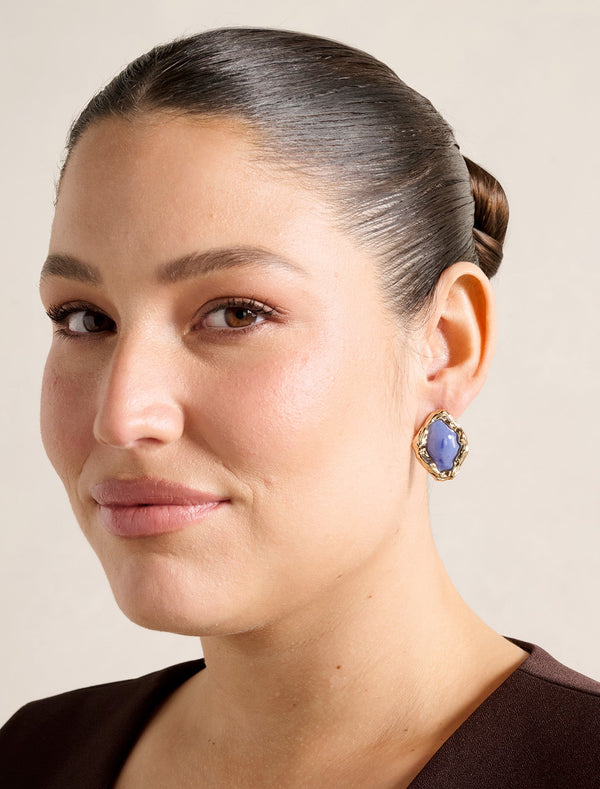 Signature Samara Organic Stone Stud Earrings Forever New
