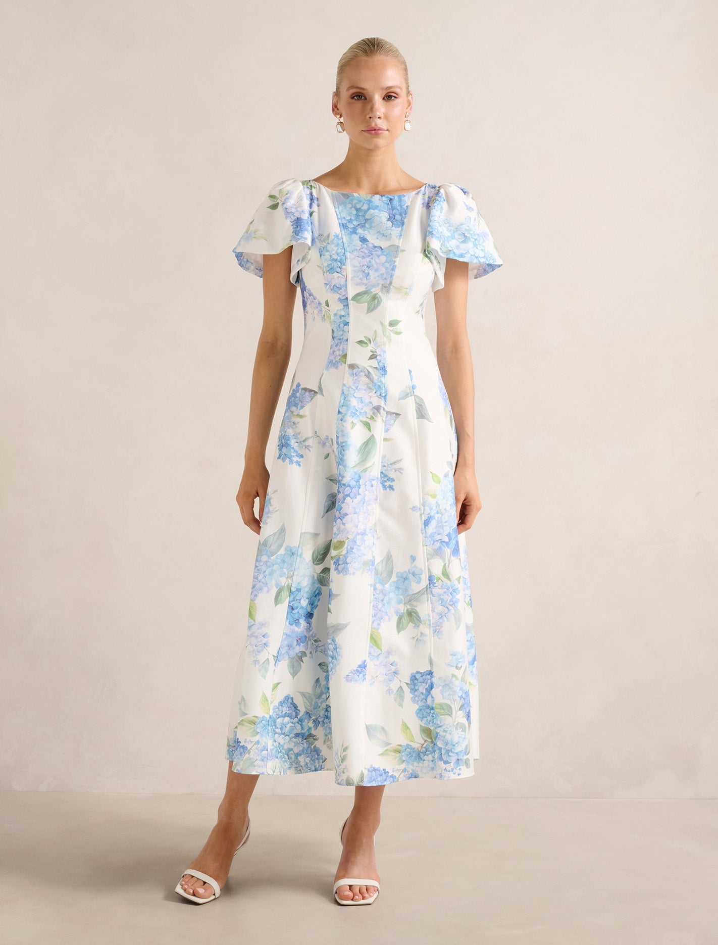 Kaya Printed Flutter Midi Dress Hyton Floral | Forever New