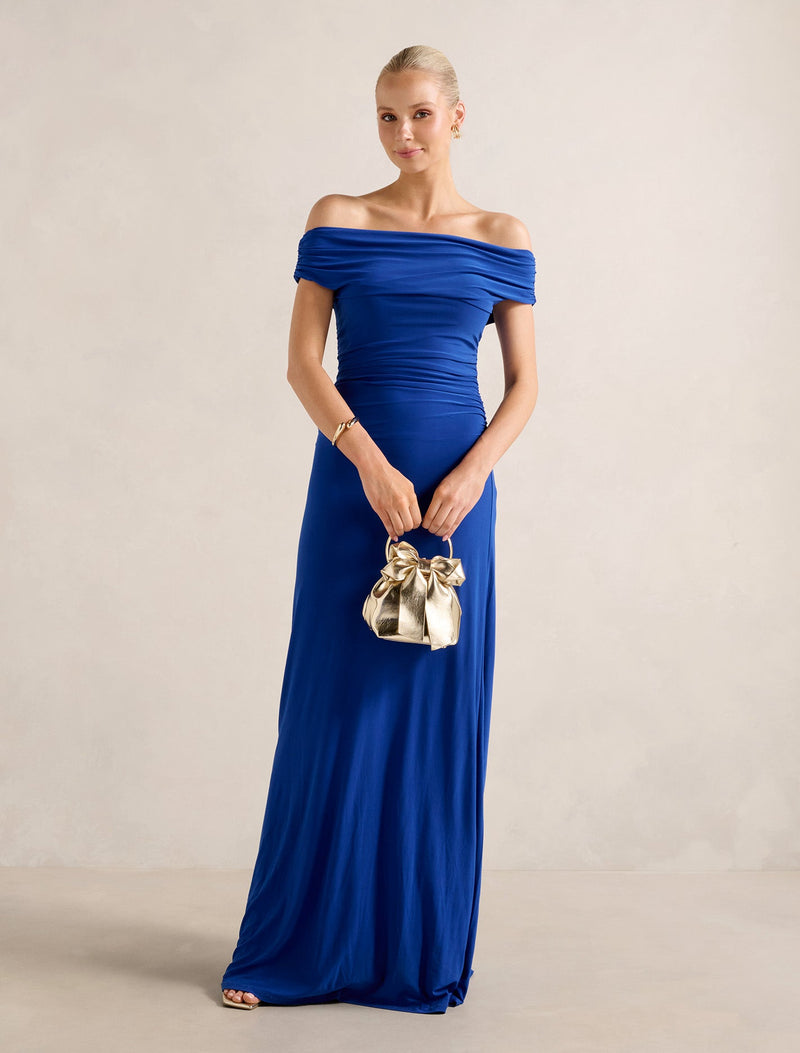 Romy Off Shoulder Jersey Maxi Dress Cosmic Blue | Forever New Romy Off Shoulder Jersey Maxi Dress Cosmic Blue | Forever New