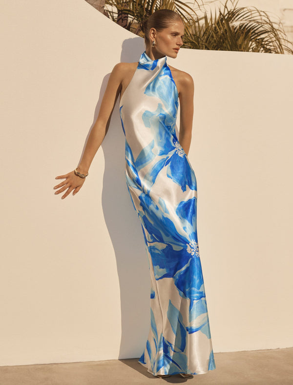Clementine High Neck Satin Maxi Dress Forever New